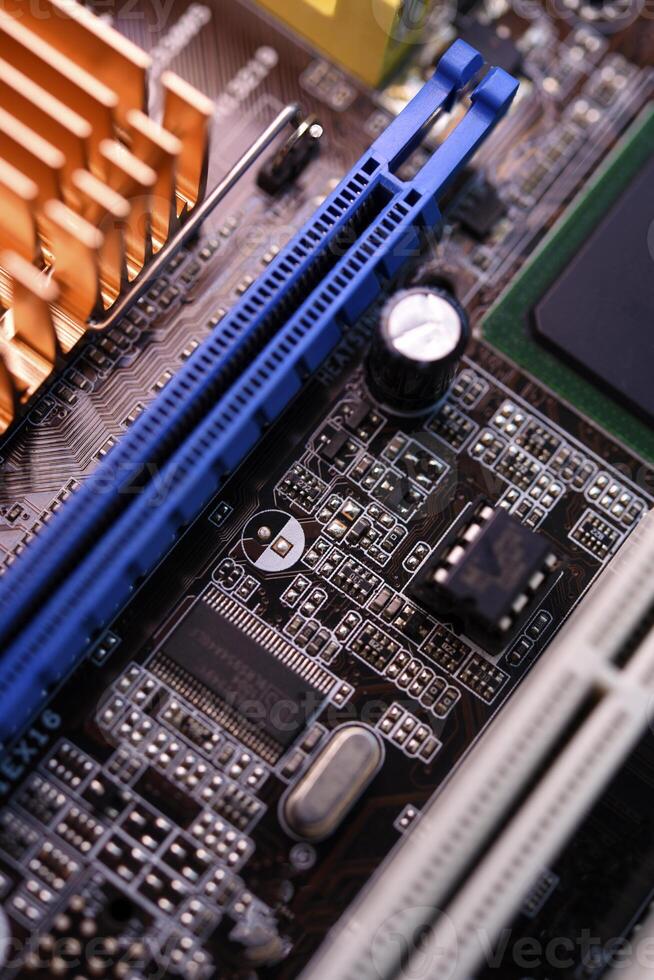 The controller chip is on the motherboard. An integrated circuit. photo