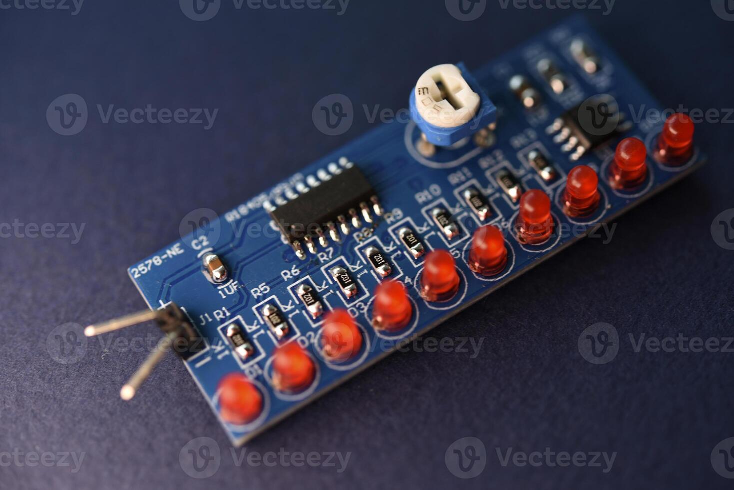 A printed circuit board with radio elements. LEDs and chips. A set for soldering an amateur radio. photo