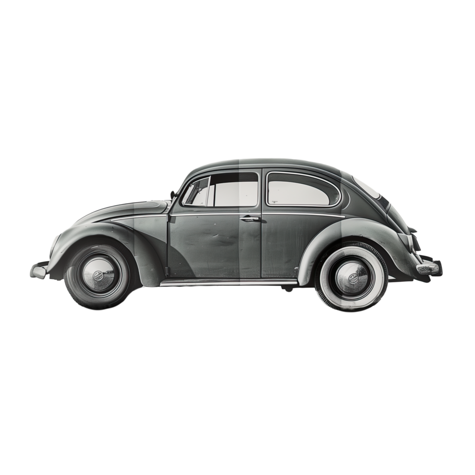 AI generated German classic vintage compact car black and white isolated photo png