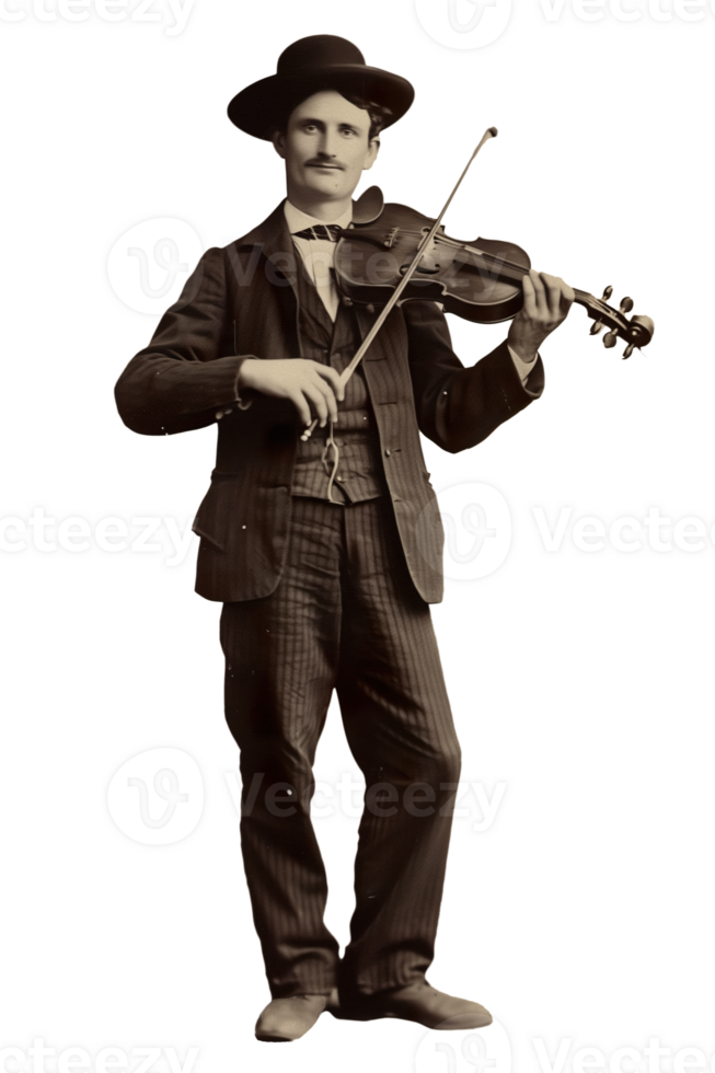 ai gerado vintage foto do uma homem com a violino png