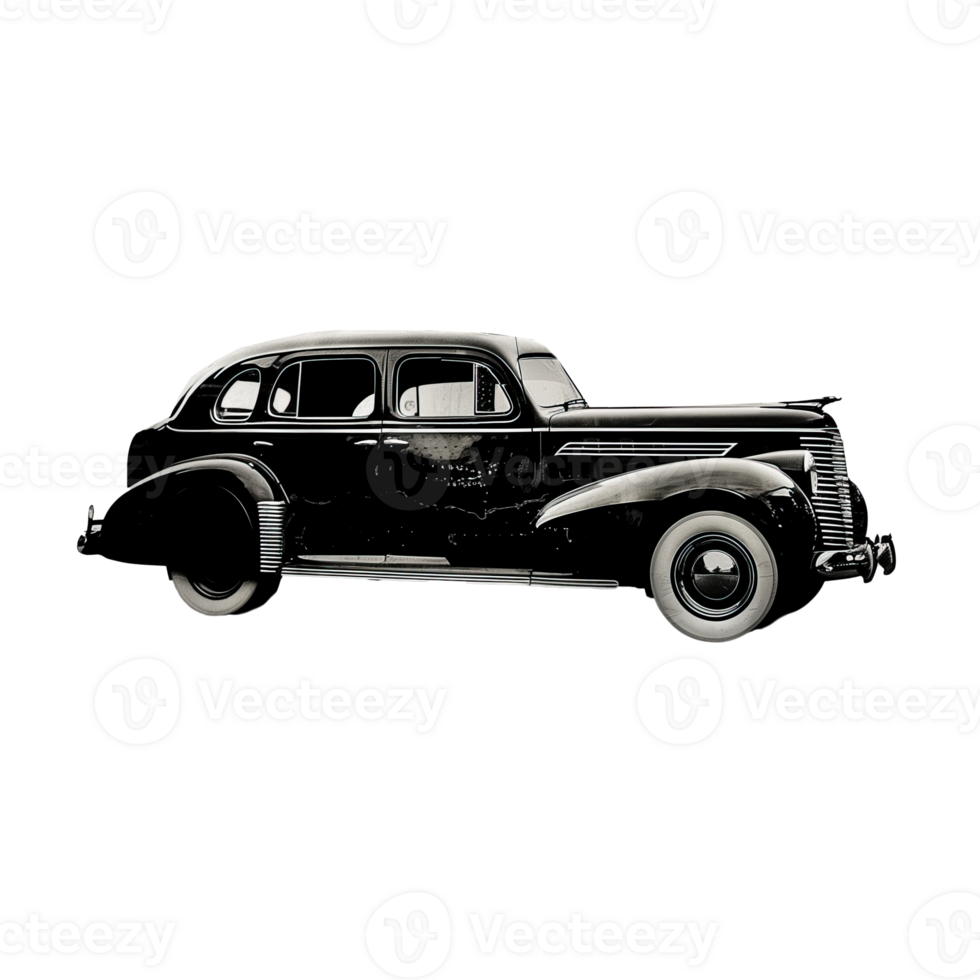 AI generated Vintage classic car 1940s side view isolated photo png