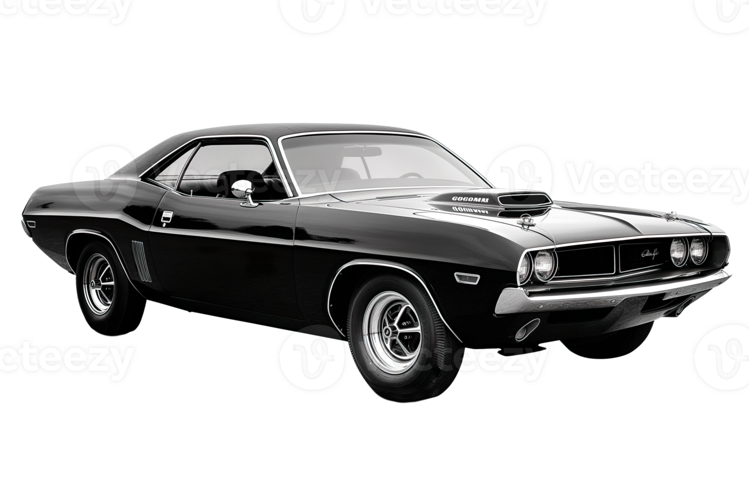 AI generated American classic car black and white isolated photo png