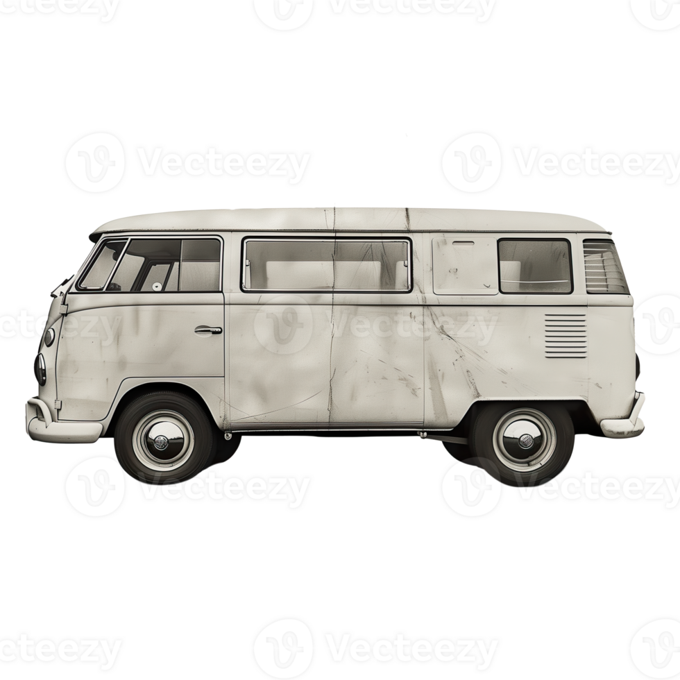 AI generated German classic van black and white isolated photo png