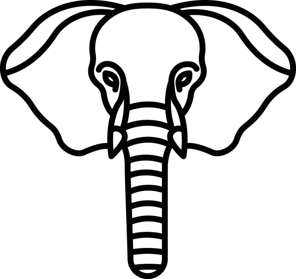 Elephant face outline vector illustration