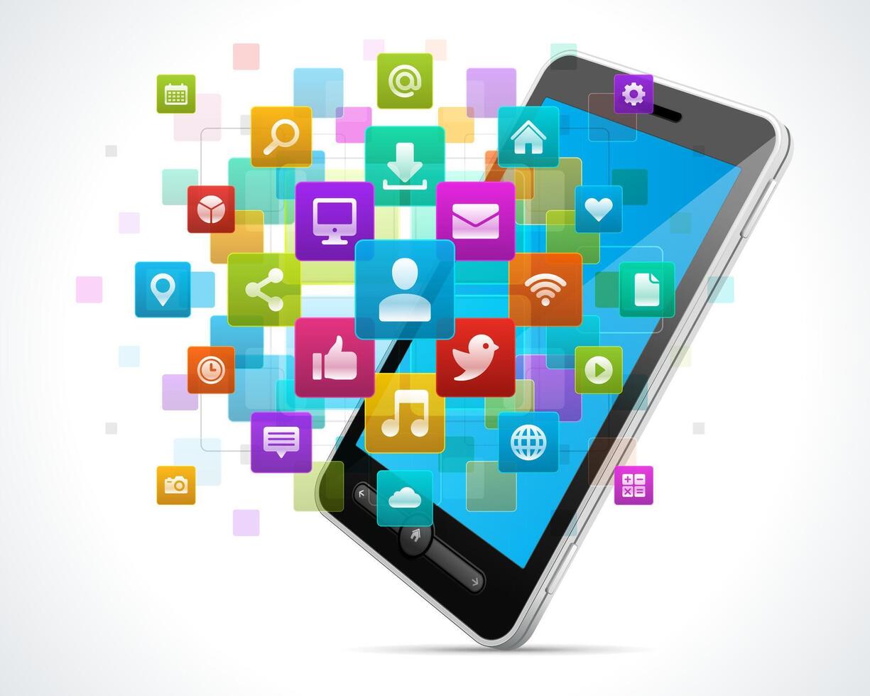 Smartphone Overflowing With Social Media Icons vector