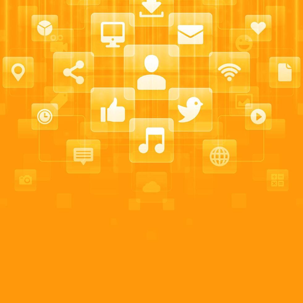 Digital Connectivity Concept With Orange Abstract Background vector