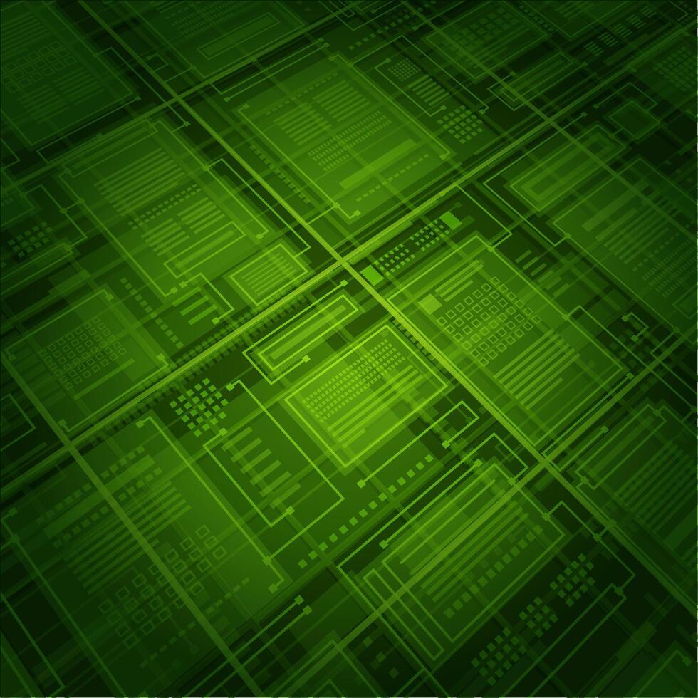 Green Circuit Board Pattern With Abstract Design vector