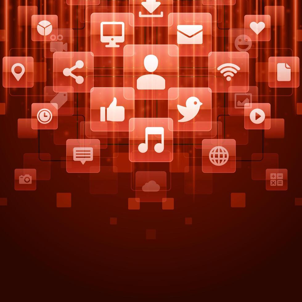 Digital Connectivity Concept With Red Abstract Background vector