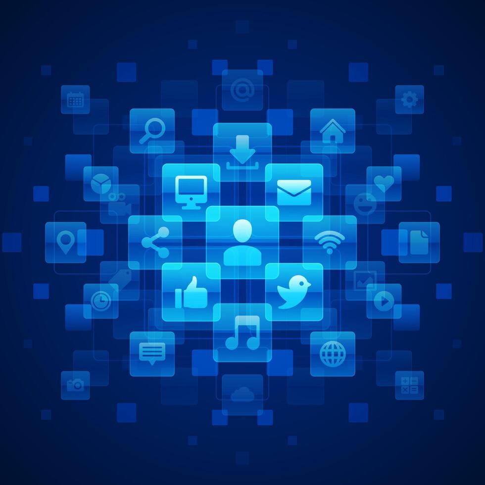 Digital Connectivity Concept With Blue Abstract Background vector