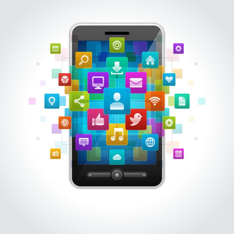 Smartphone Overflowing With Social Media Icons vector