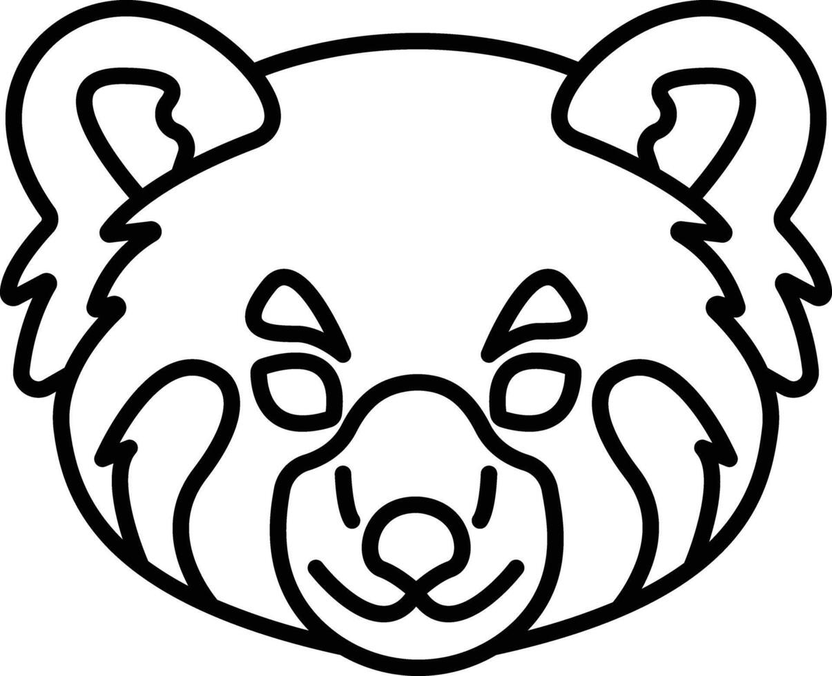 Red Panda face outline vector illustration