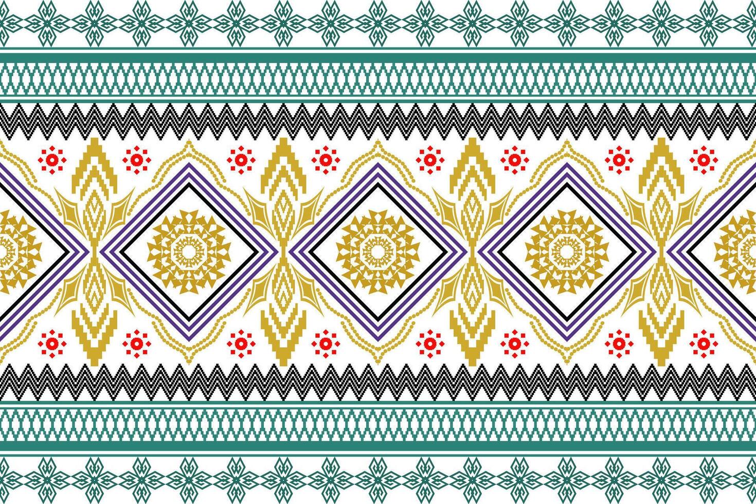 Geometric ethnic oriental traditional art pattern.Figure tribal embroidery style.Design for background,wallpaper,clothing,wrapping,fabric,element,vector illustration. vector