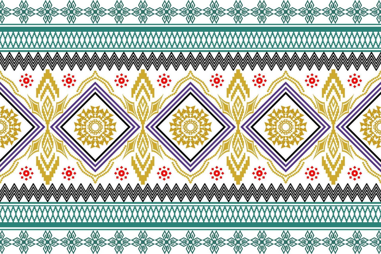 Geometric ethnic oriental traditional art pattern.Figure tribal embroidery style.Design for background,wallpaper,clothing,wrapping,fabric,element,vector illustration. vector