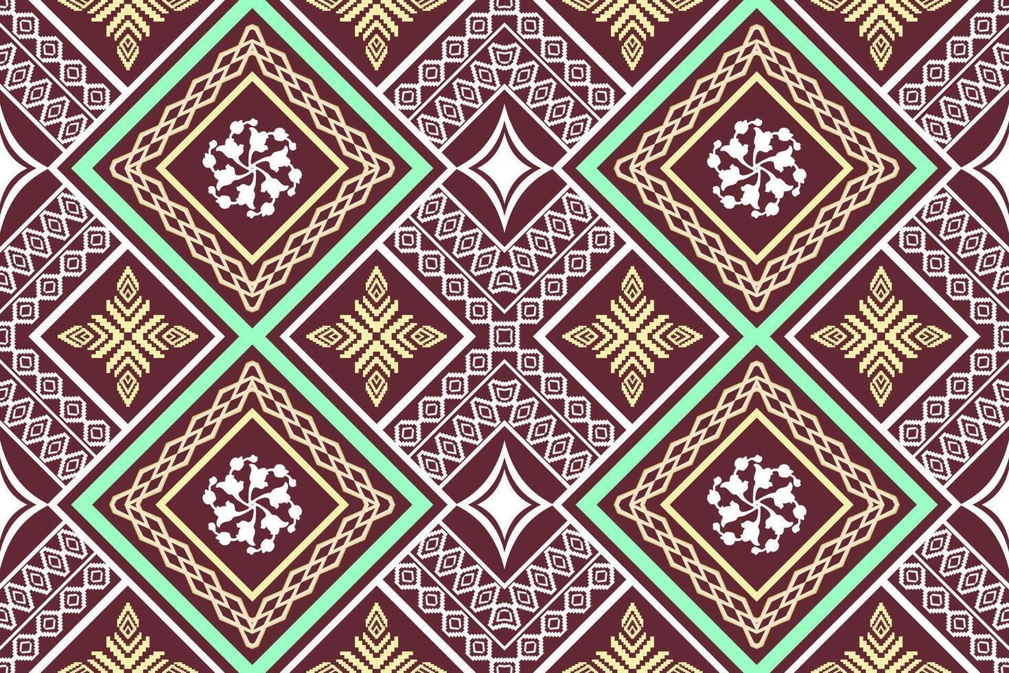 Geometric ethnic oriental traditional art pattern.Figure tribal embroidery style.Design for background,wallpaper,clothing,wrapping,fabric,element,vector illustration. vector