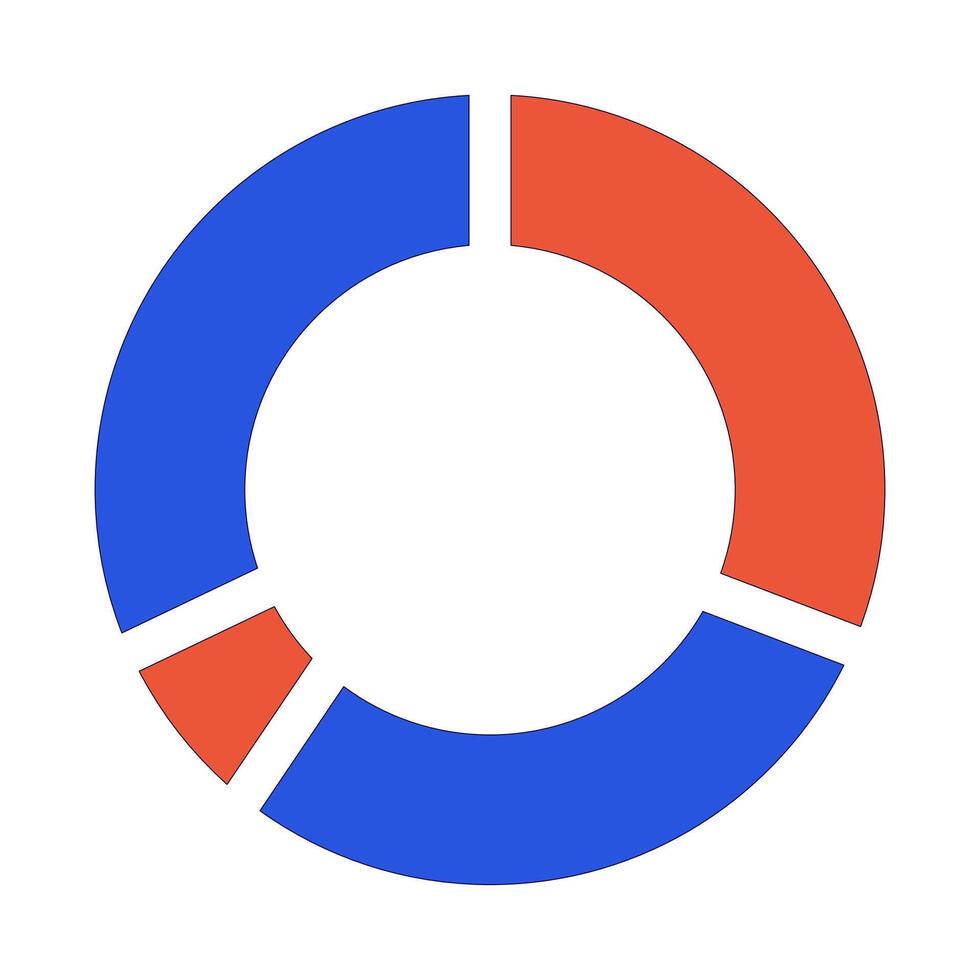 Pie chart segments 2D linear cartoon object. Round piechart sections isolated line vector element white background. Data visualization. Geometric infographic element color flat spot illustration