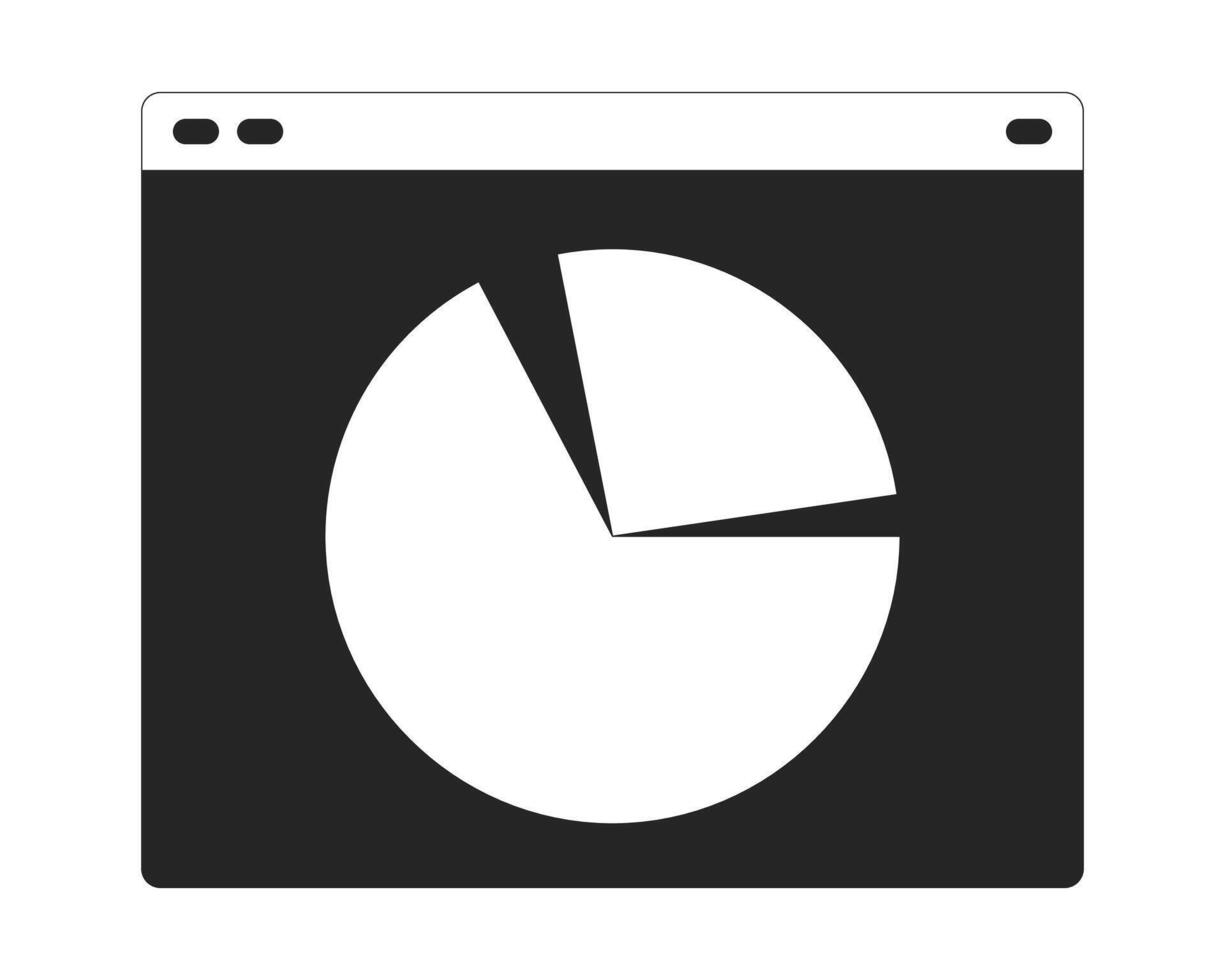 Graph pie chart webpage black and white 2D line cartoon object. Diagram round. Section segments. Piechart web page isolated vector outline item. Data visualization monochromatic flat spot illustration