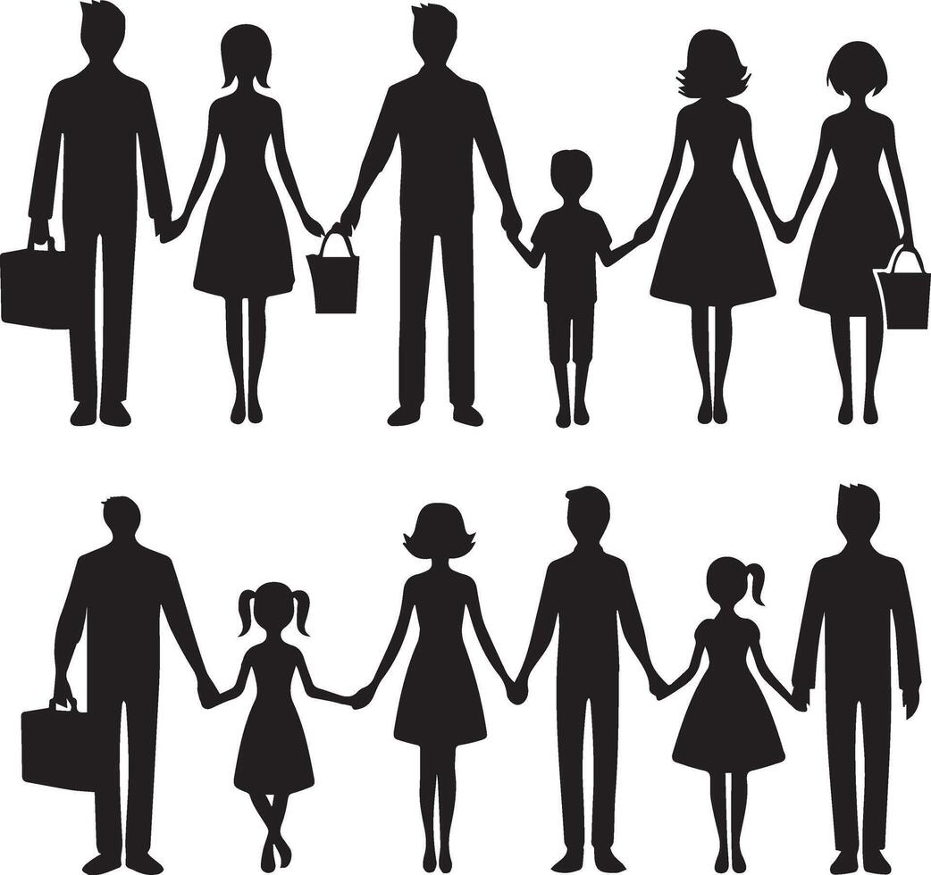 Happy Family Silhouette Vector