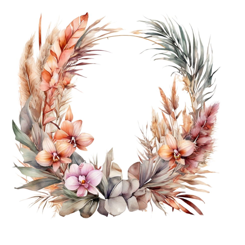 AI generated Watercolor Flower Round png