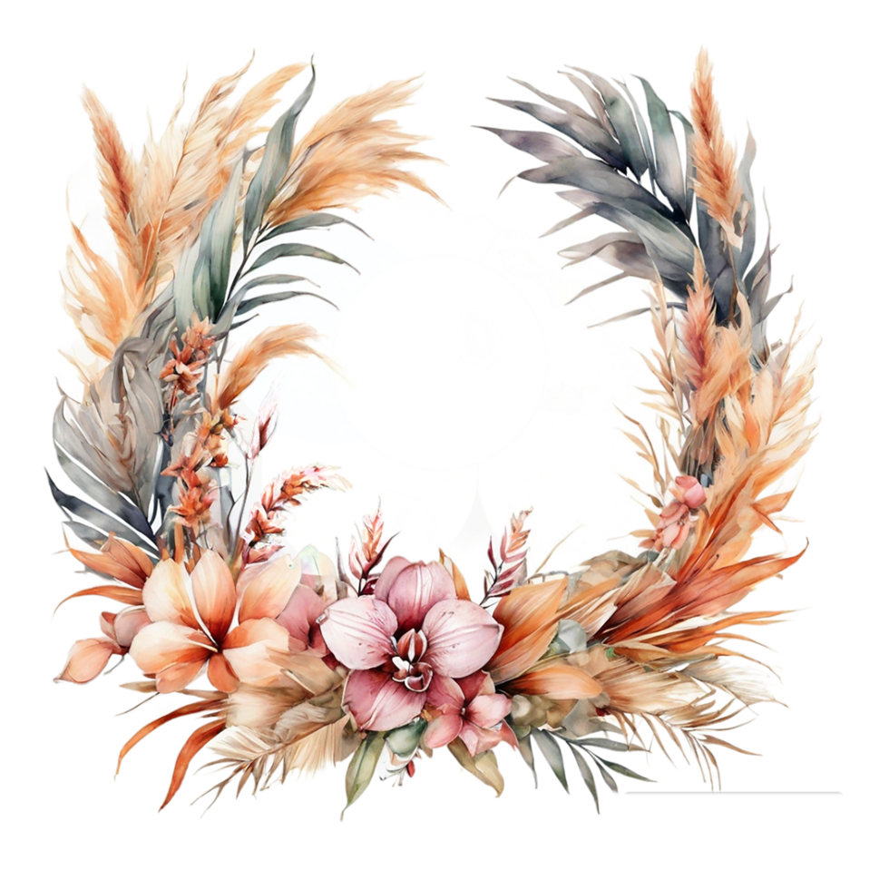 AI generated Watercolor Flower Round png