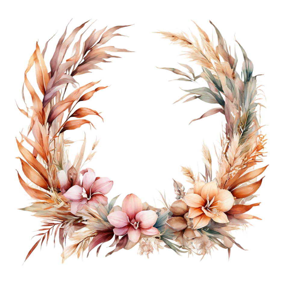 AI generated Watercolor Flower Round png