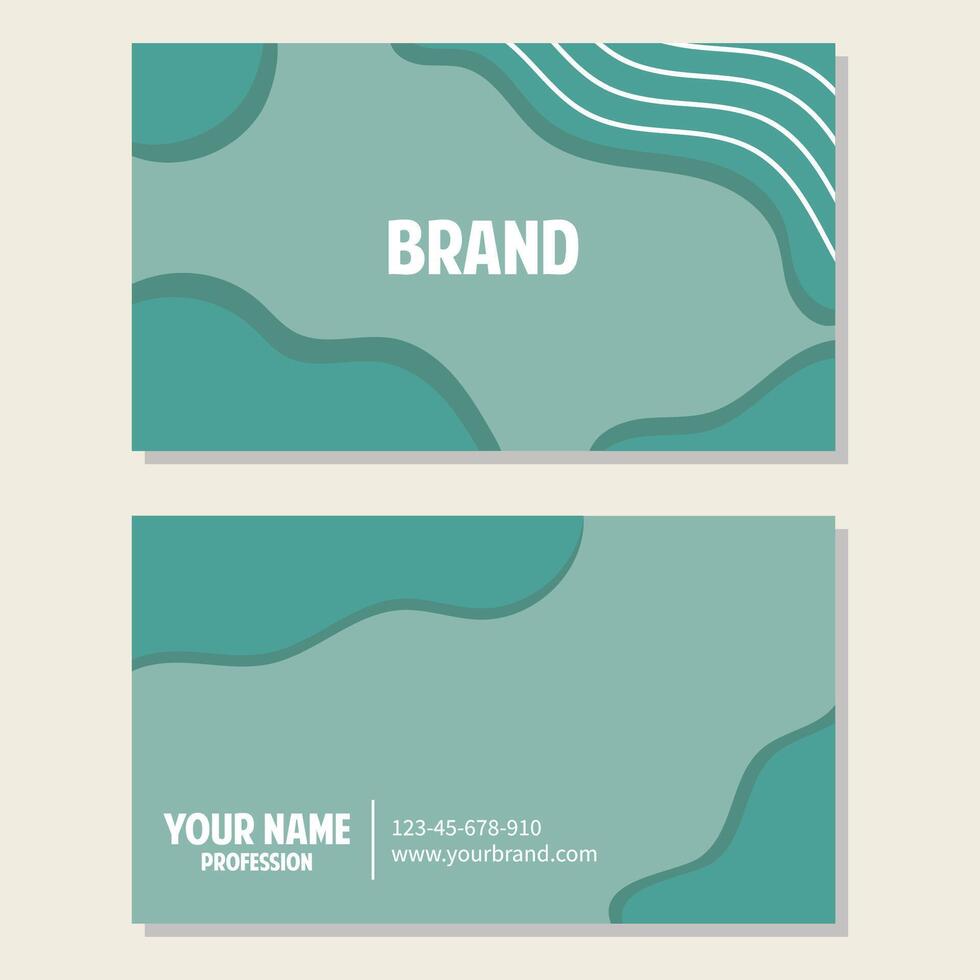 Business card design template with abstract waves background. Vector illustration