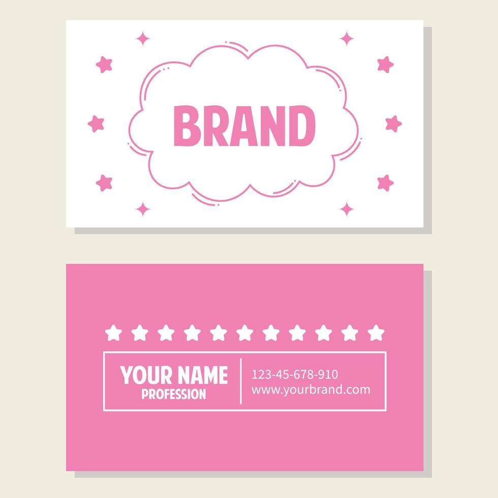Business card template with editable text and star pattern - vector illustration