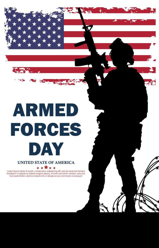 Armed Forces Day Celebration background with soldier silhouette concept vector