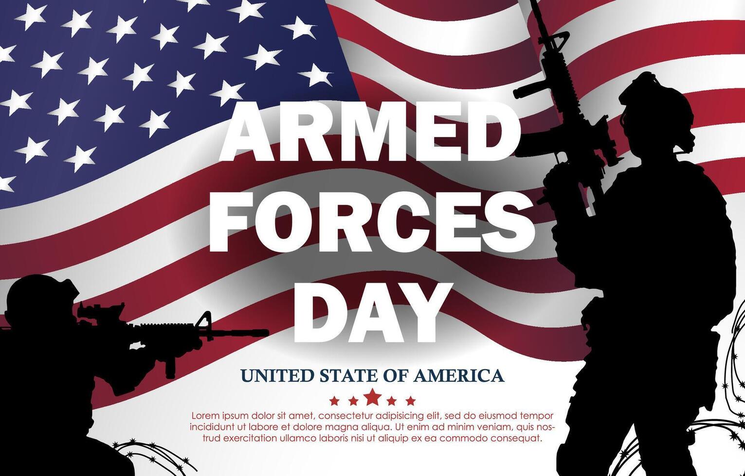 Armed Forces Day Celebration background with soldier silhouette concept vector