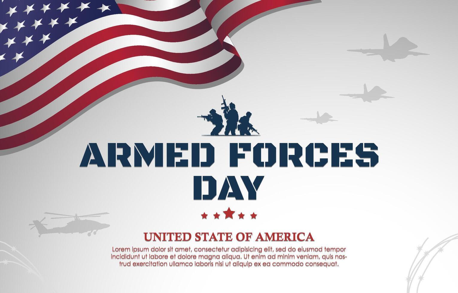 Armed Forces Day Celebration background with soldier silhouette concept vector