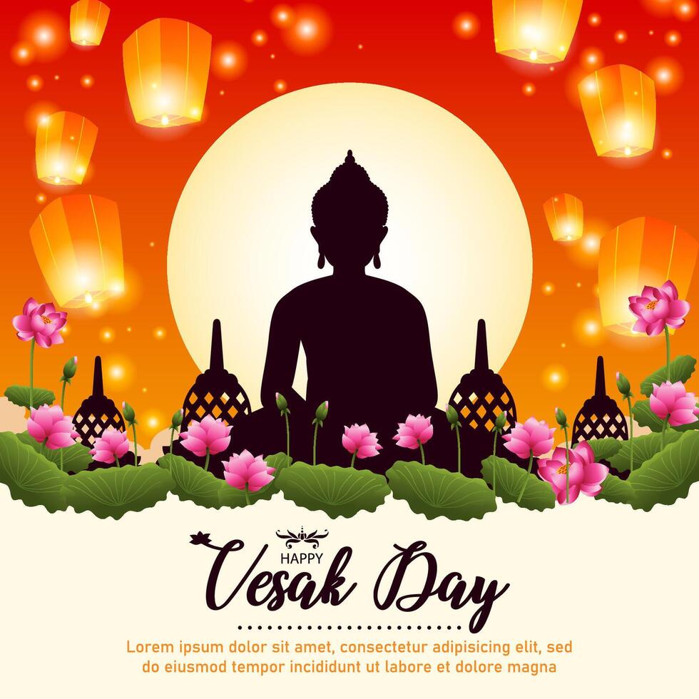 happy vesak day illustration vector