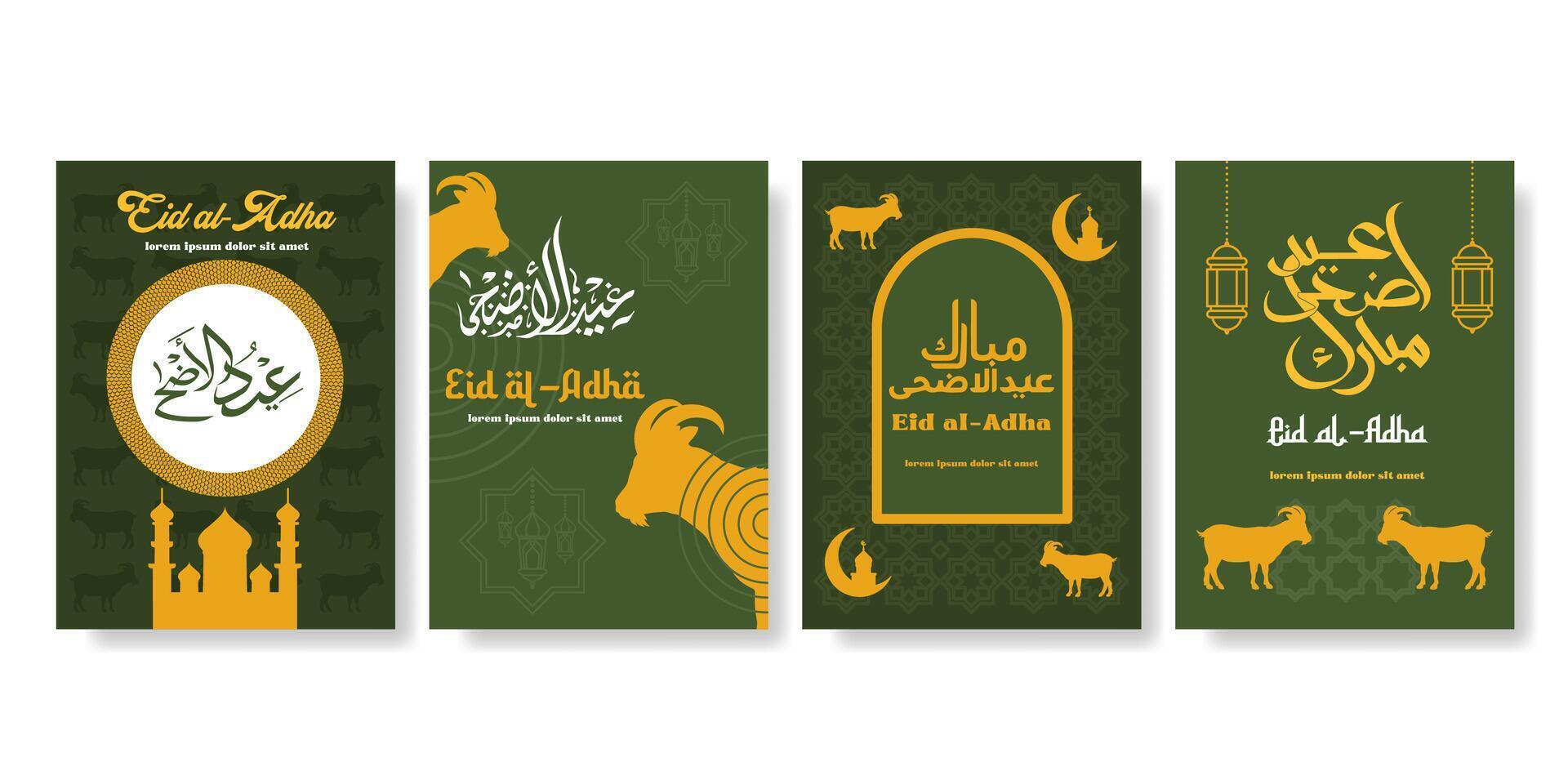 happy eid al adha greeting card set template for wallpaper design Poster, media banner vector