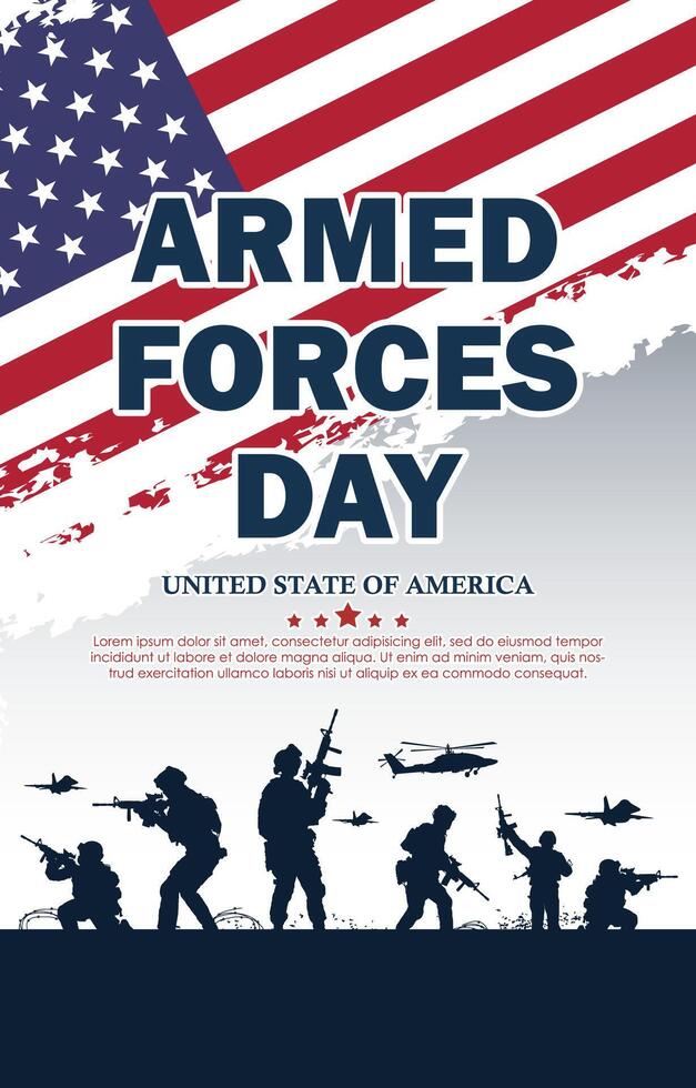Armed Forces Day Celebration background with soldier silhouette concept vector