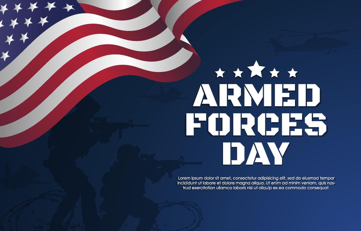 Armed Forces Day Celebration background with soldier silhouette concept vector