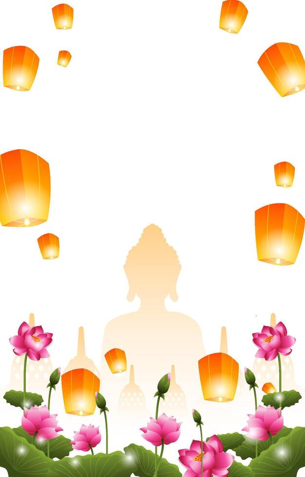 happy vesak day vertical background vector