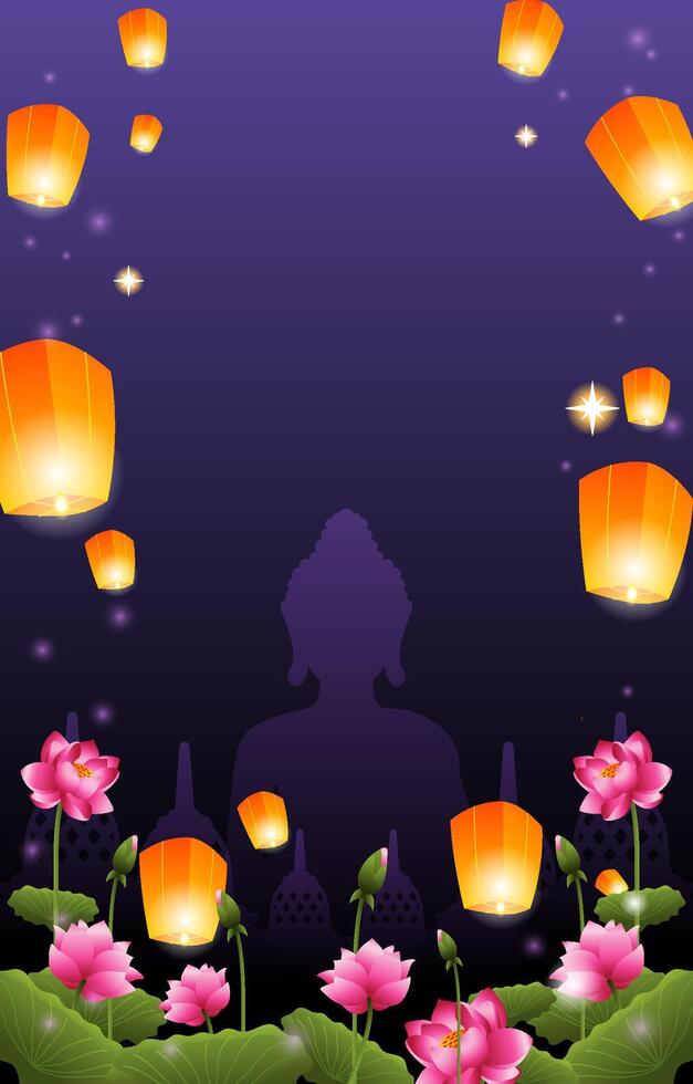 happy vesak day vertical background vector