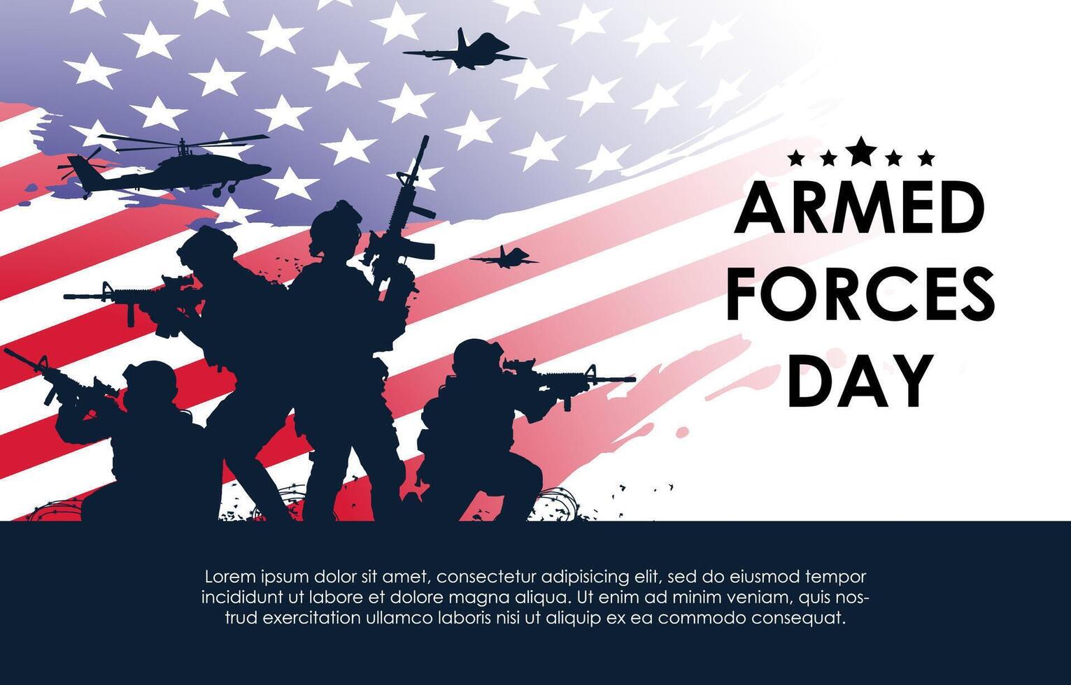 Armed Forces Day Celebration background with soldier silhouette concept vector