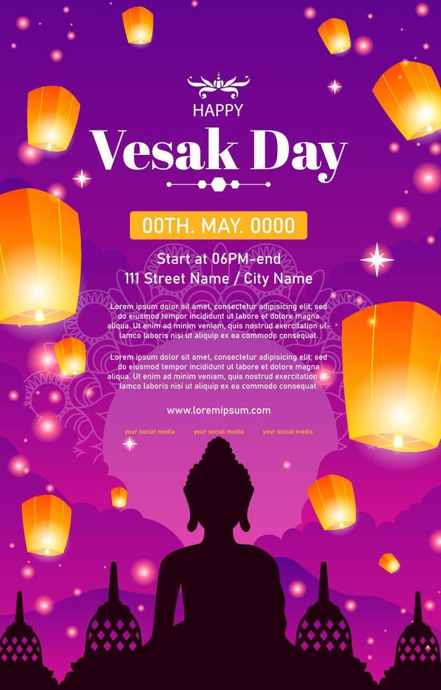 happy vesak day vertical poster banner vector