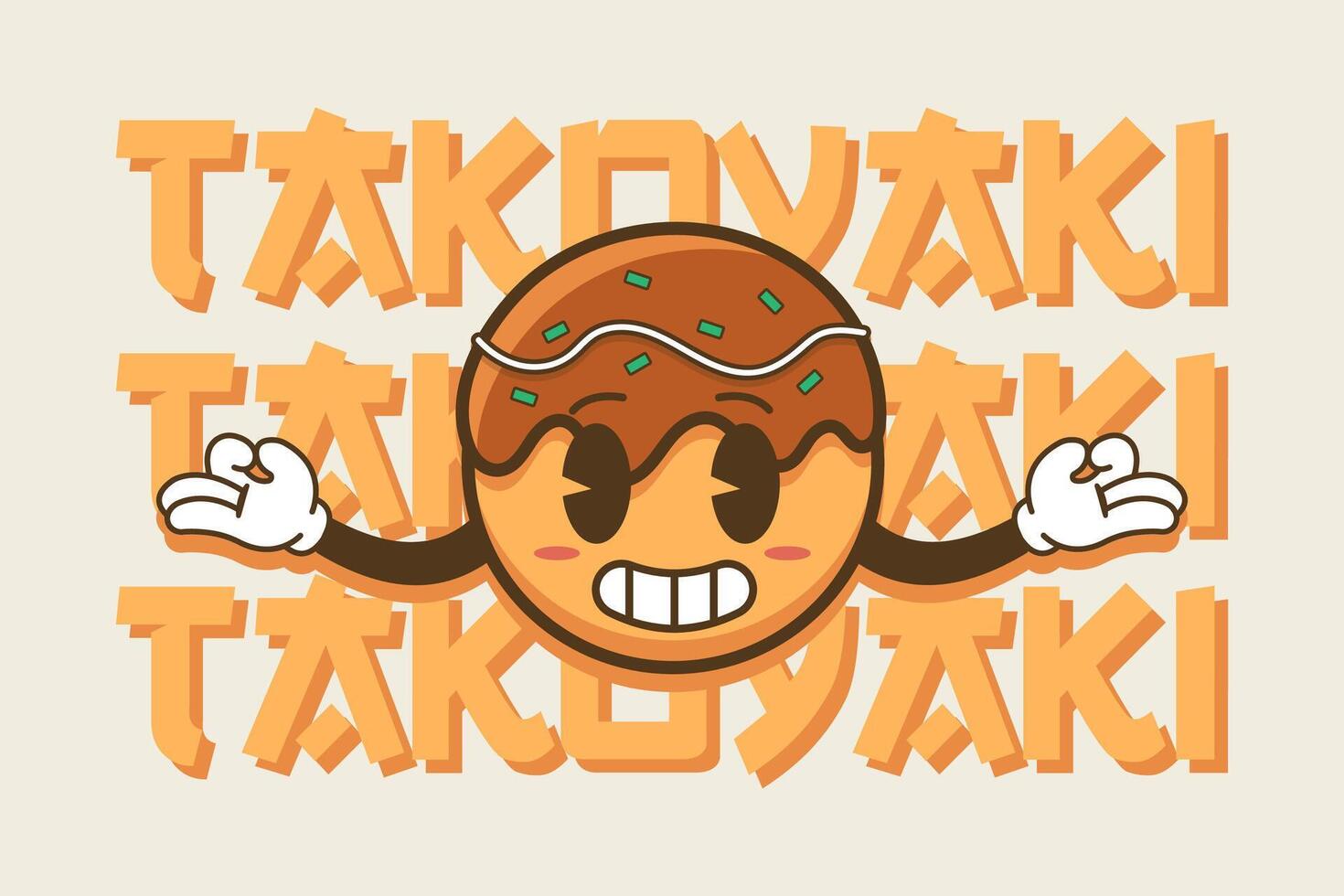Cute takoyaki cartoon vector illustration