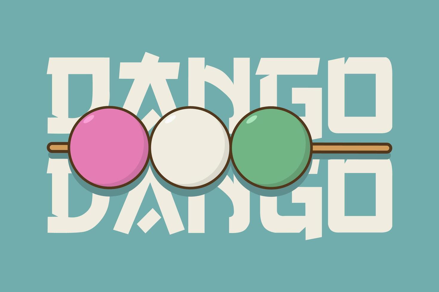 Retro japanese food dango simple cartoon illustration vector