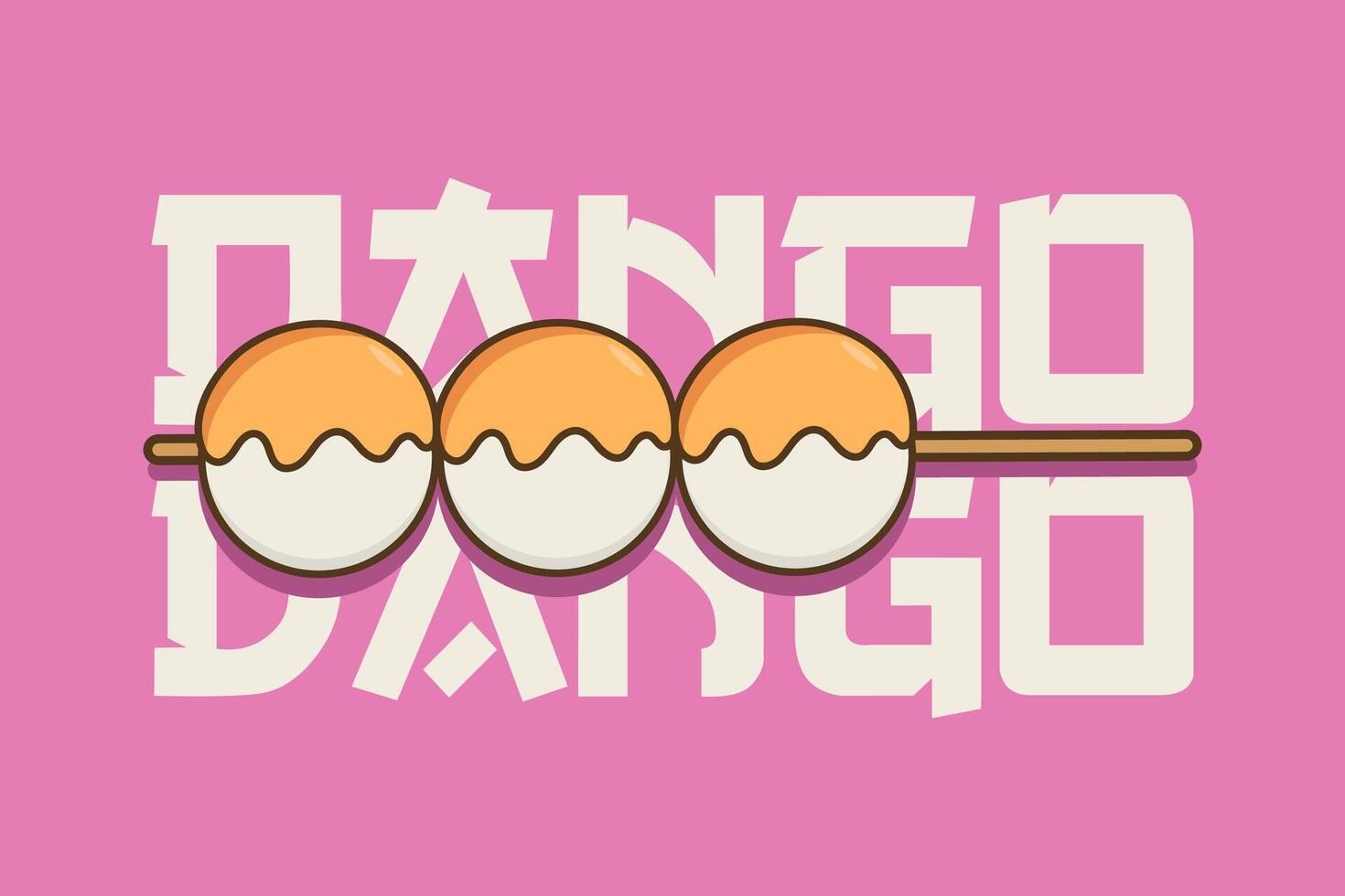 japonés comida dango sencillo retro dibujos animados ilustración vector