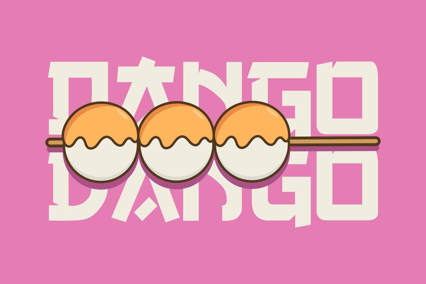 Japanese food Dango simple retro cartoon illustration vector