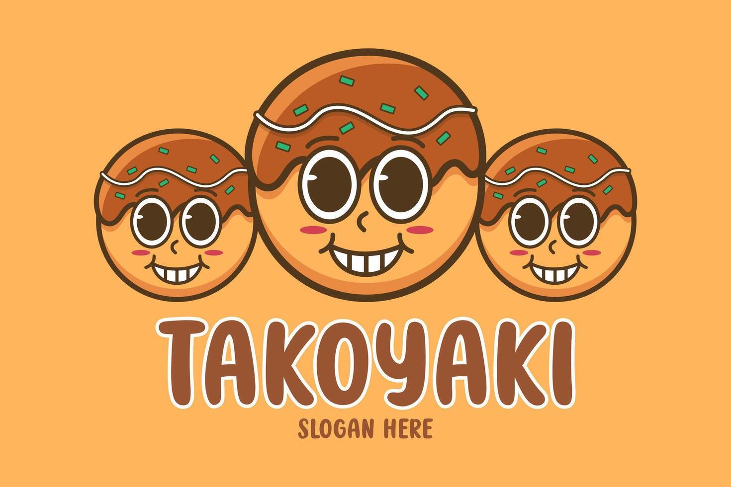 linda takoyaki caracteres japonés comida dibujos animados vector ilustración