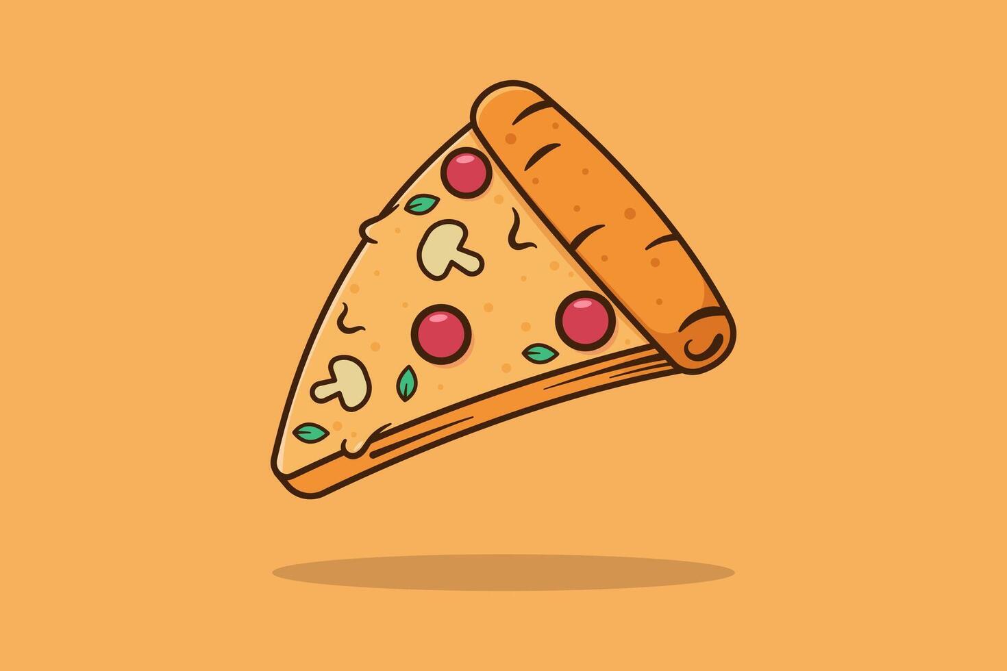 Simple slice of pizza with cheese and pepperoni vector