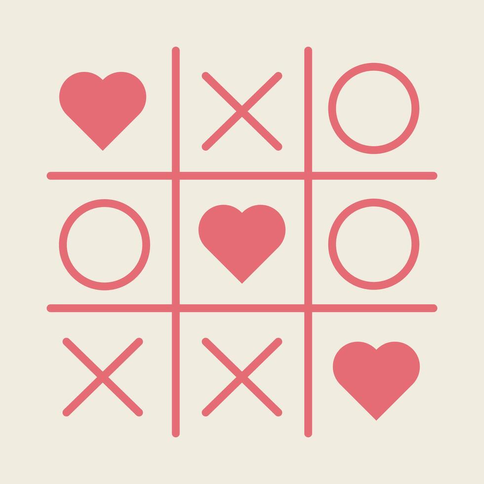 Valentines day tic tac toe game. Vector illustration