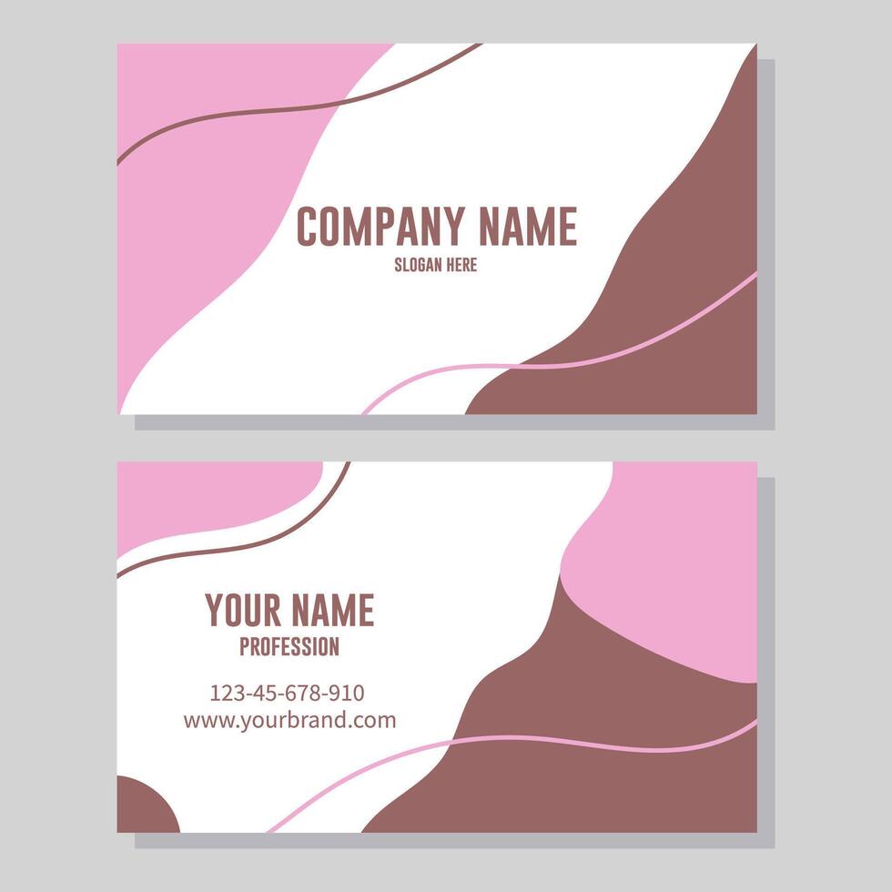 Vector business card template vector illustration pink and beige colors