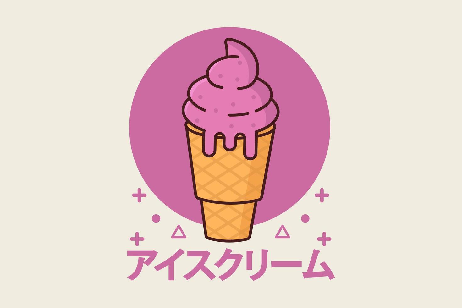Japanese ice cream with kawaii style vector illustration design