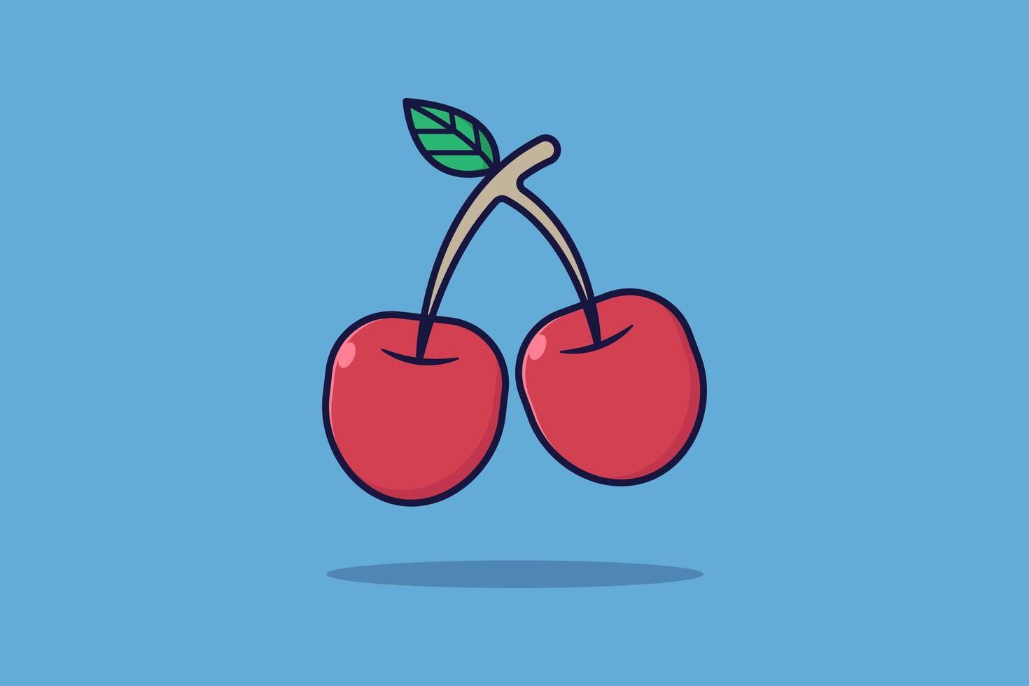 Cherry fruit icon vector illustration design template isolated on blue background