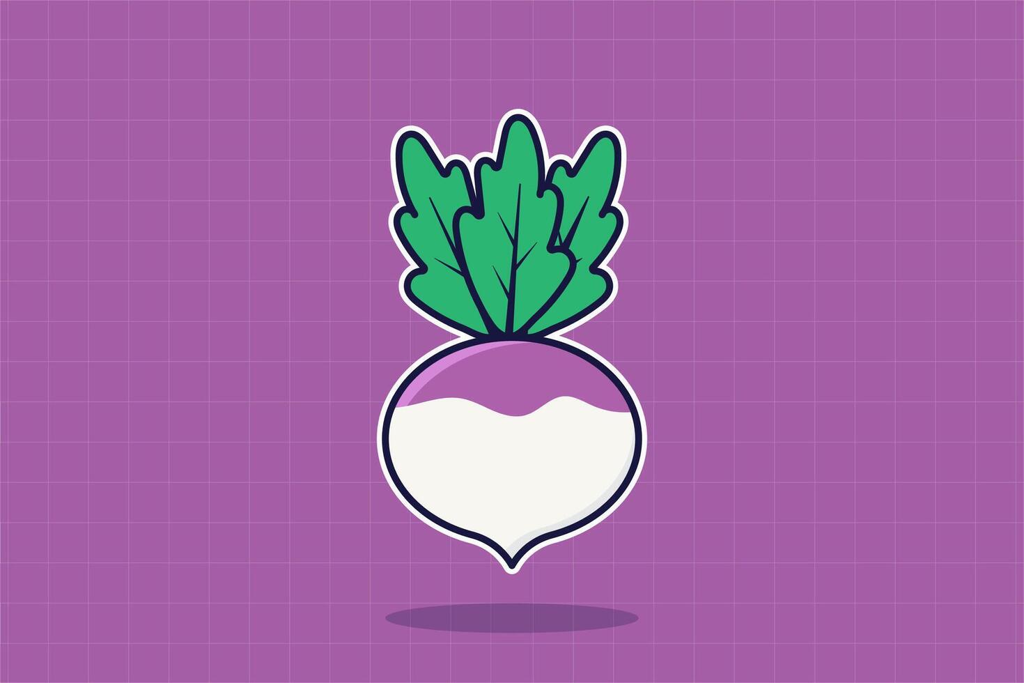 Turnip vector icon on purple background. Vegetable illustration