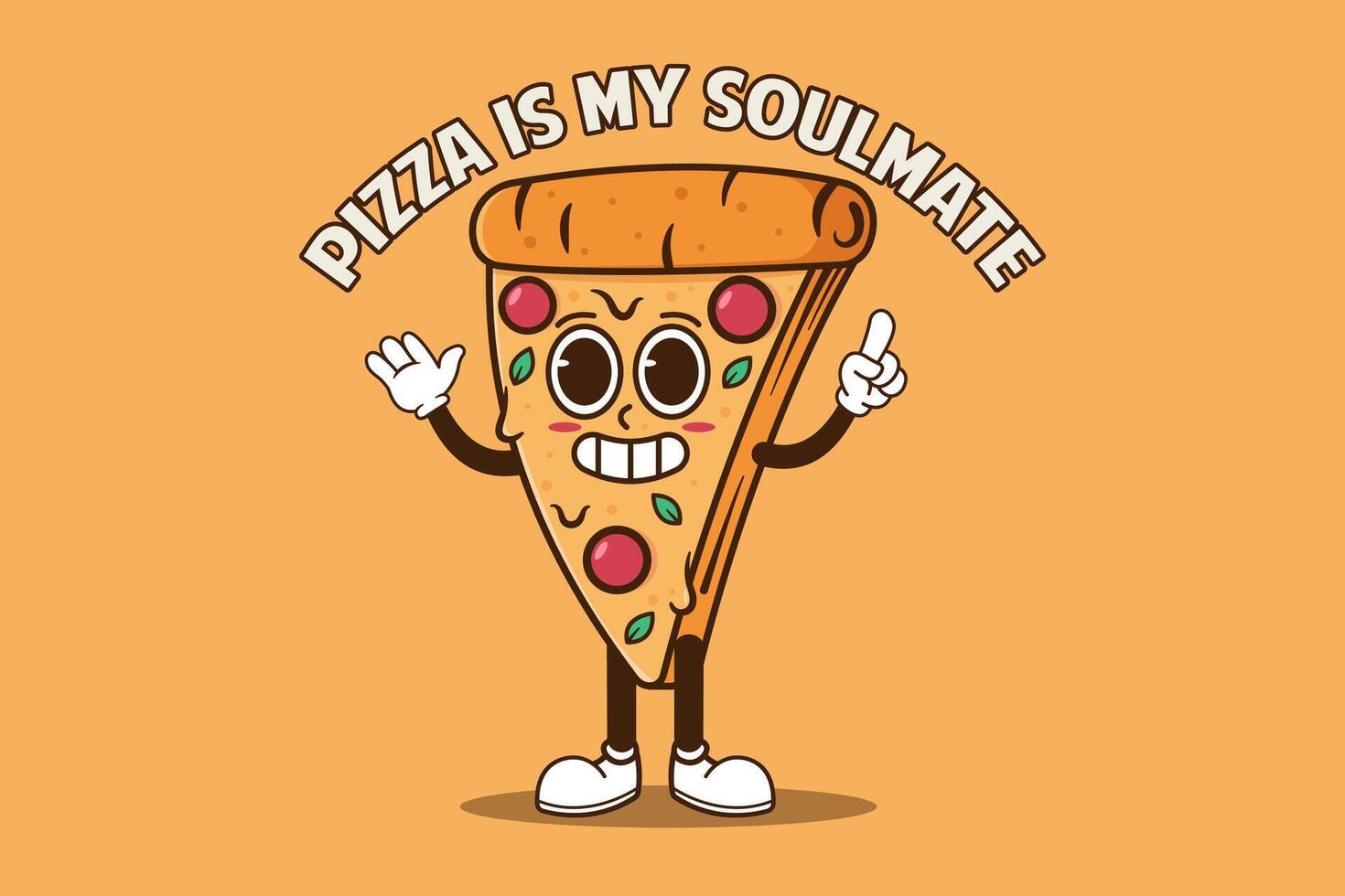 Pizza cartoon mascot character with happy face vector