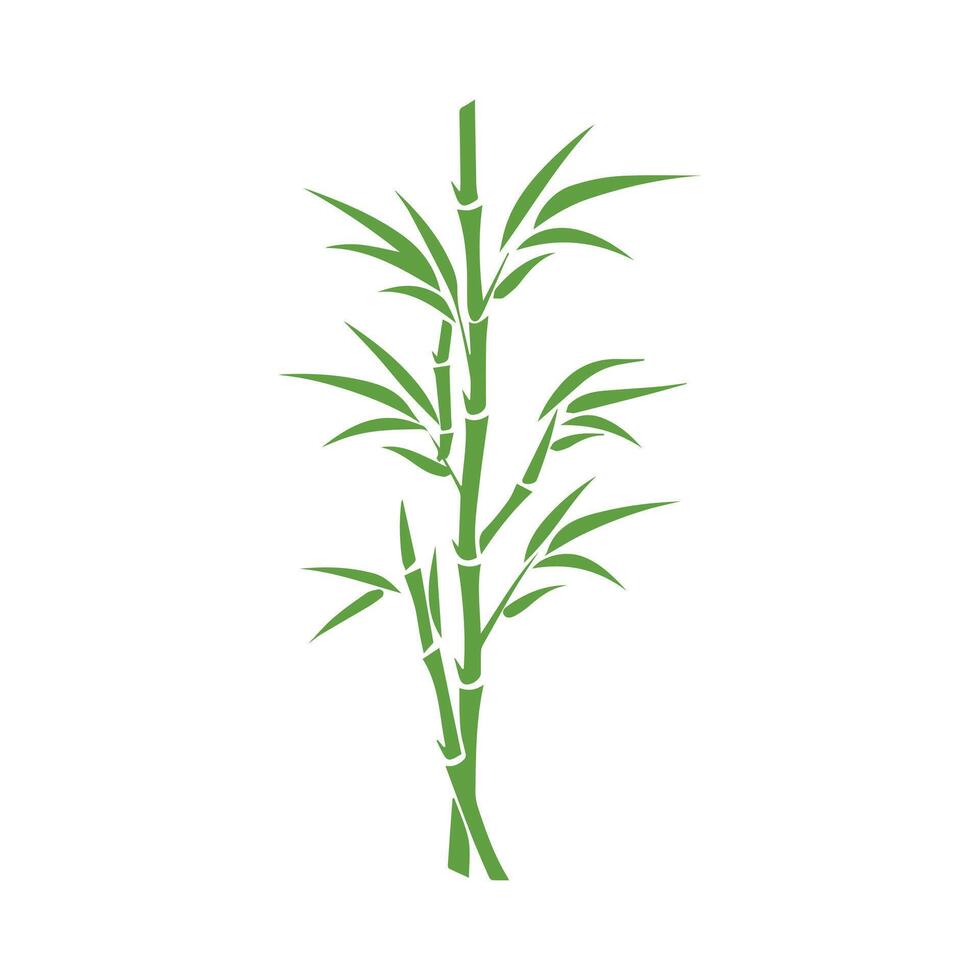 Bamboo leaves icon over white background, silhouette style, vector illustration